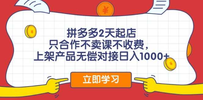 拼多多0成本开店，只合作不卖课不收费，0成本尝试，日赚千元+-起飞项目网