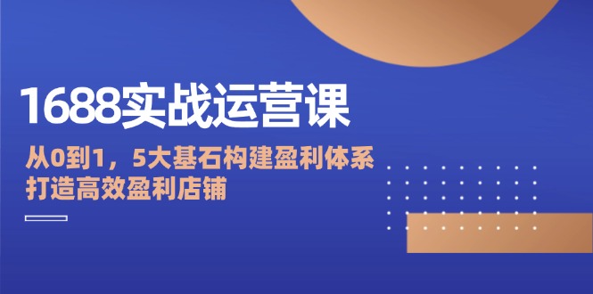 1688实战运营课：从0到1，5大基石构建盈利体系，打造高效盈利店铺-起飞项目网