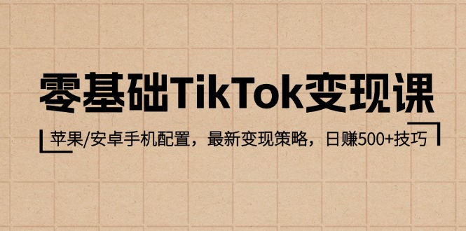 零基础TikTok变现课：苹果/安卓手机配置，最新变现策略，日赚500+技巧-起飞项目网