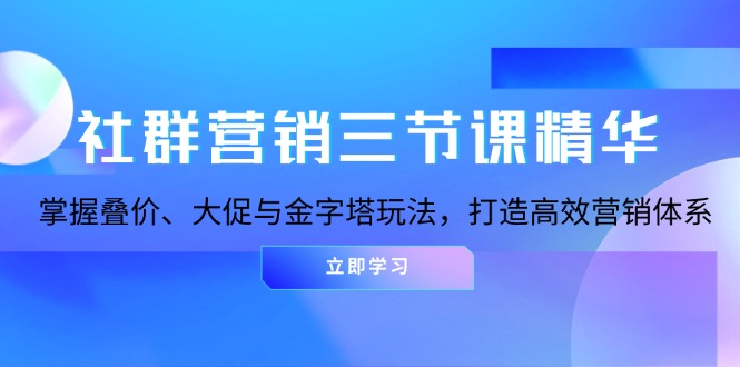 图片[1]-社群营销三节课精华：掌握叠价、大促与金字塔玩法，打造高效营销体系-起飞项目网